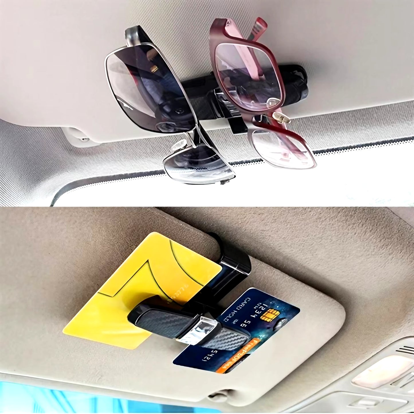 1PC 180 Degree Glasses Holder for Car Sun Visor, Sunglasses Eyeglasses Mount with Ticket Card Clip